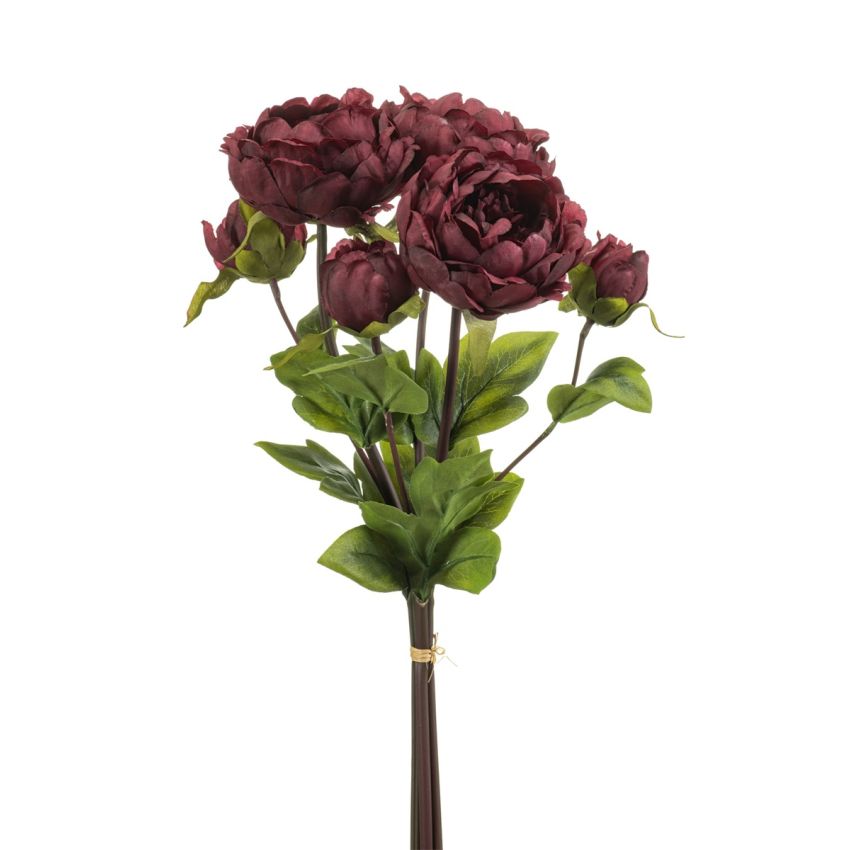 Peony bundle x3 burgundy 50cm
