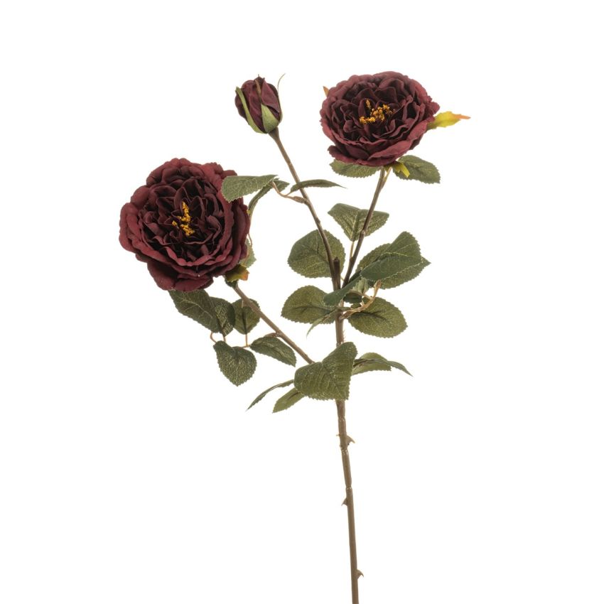 Rose spray burgundy 58cm