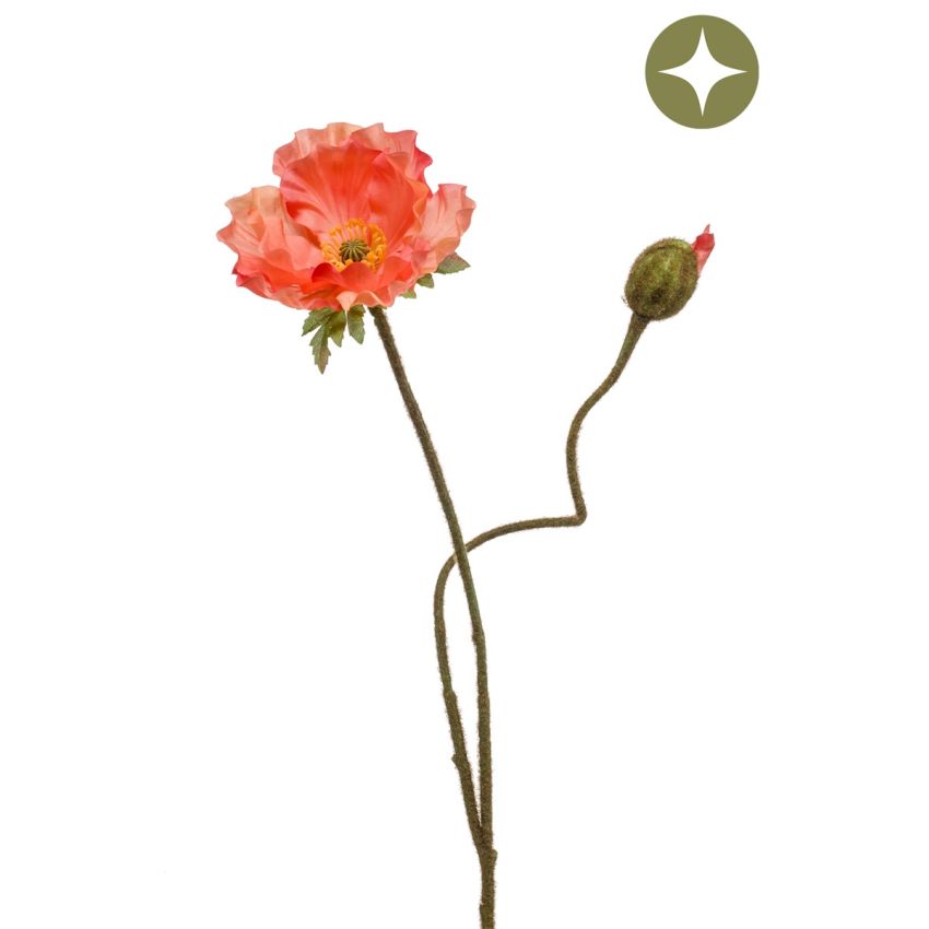 Poppy spray peach 74cm