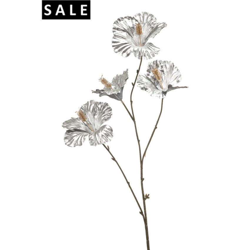 Hibiscus spray silver 82cm