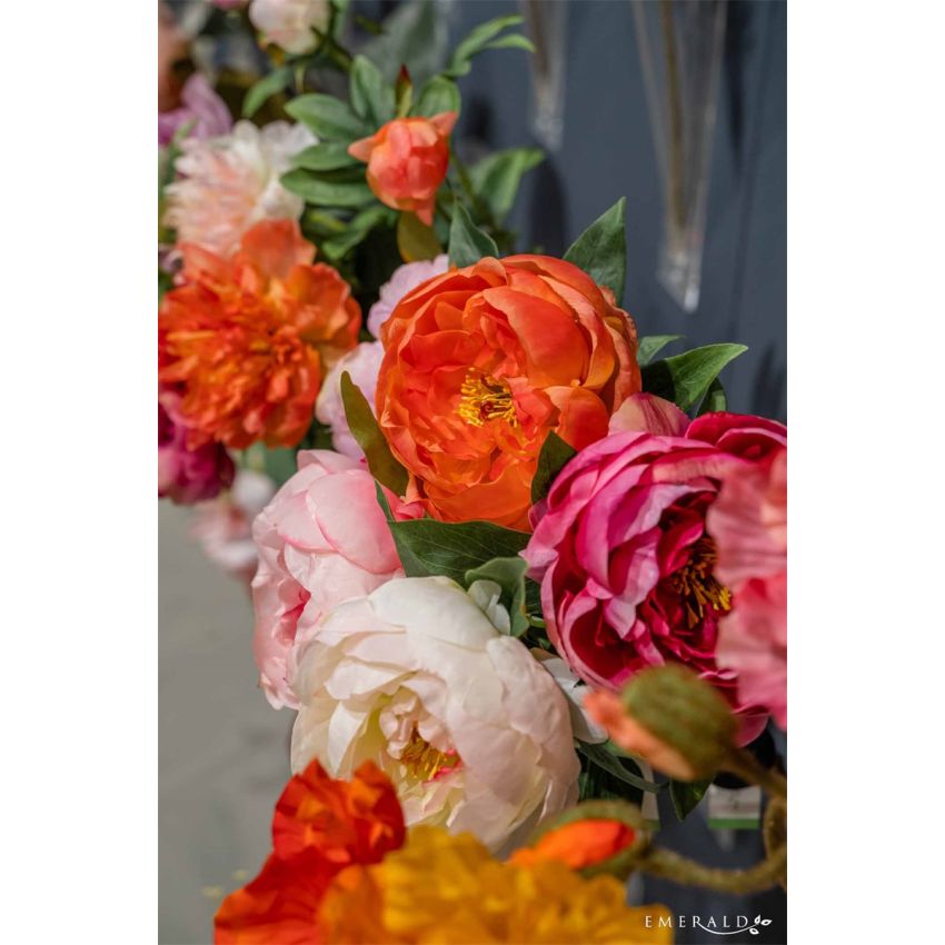 Peony spray coral 63cm