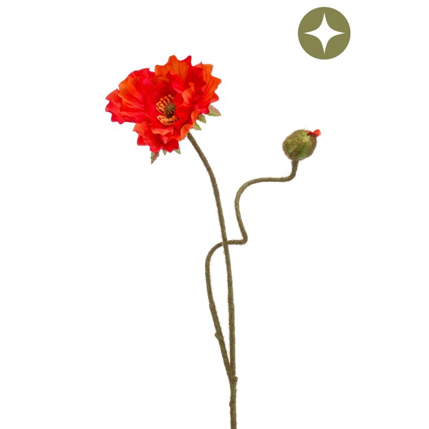 Poppy spray red 74cm
