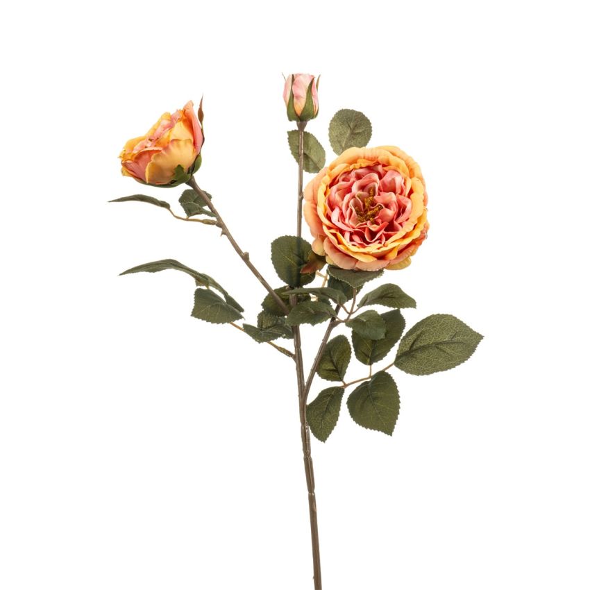 Rose spray peach/orange 58cm