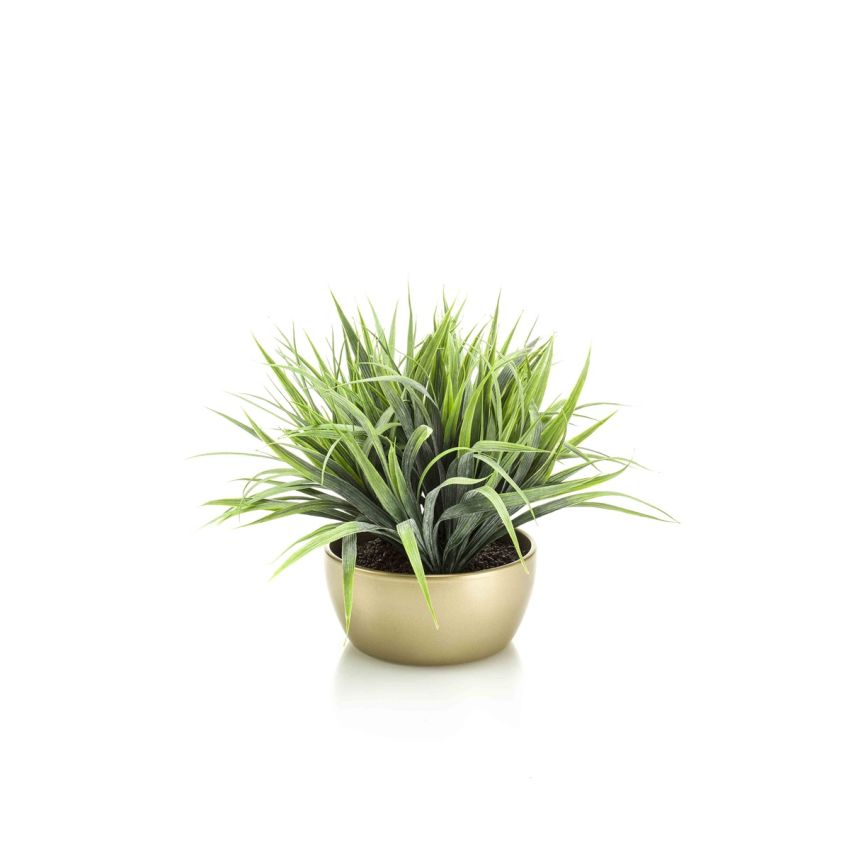 Grass bush green 30cm in pearlgold bowl
