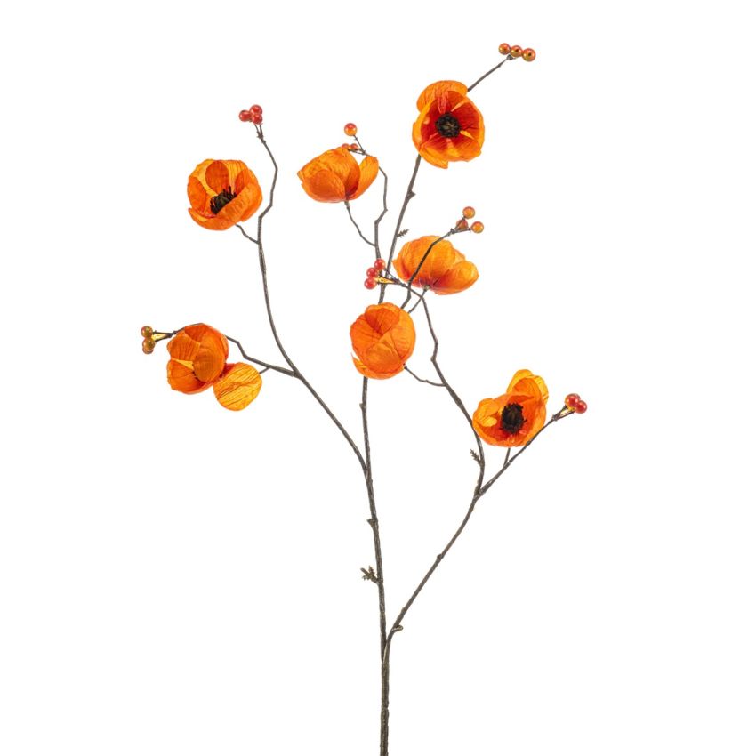 Poppy berry spray x3 orange 85cm