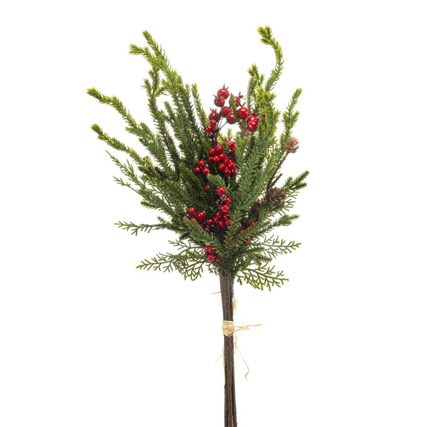 Pine berry bundle green/red 55cm