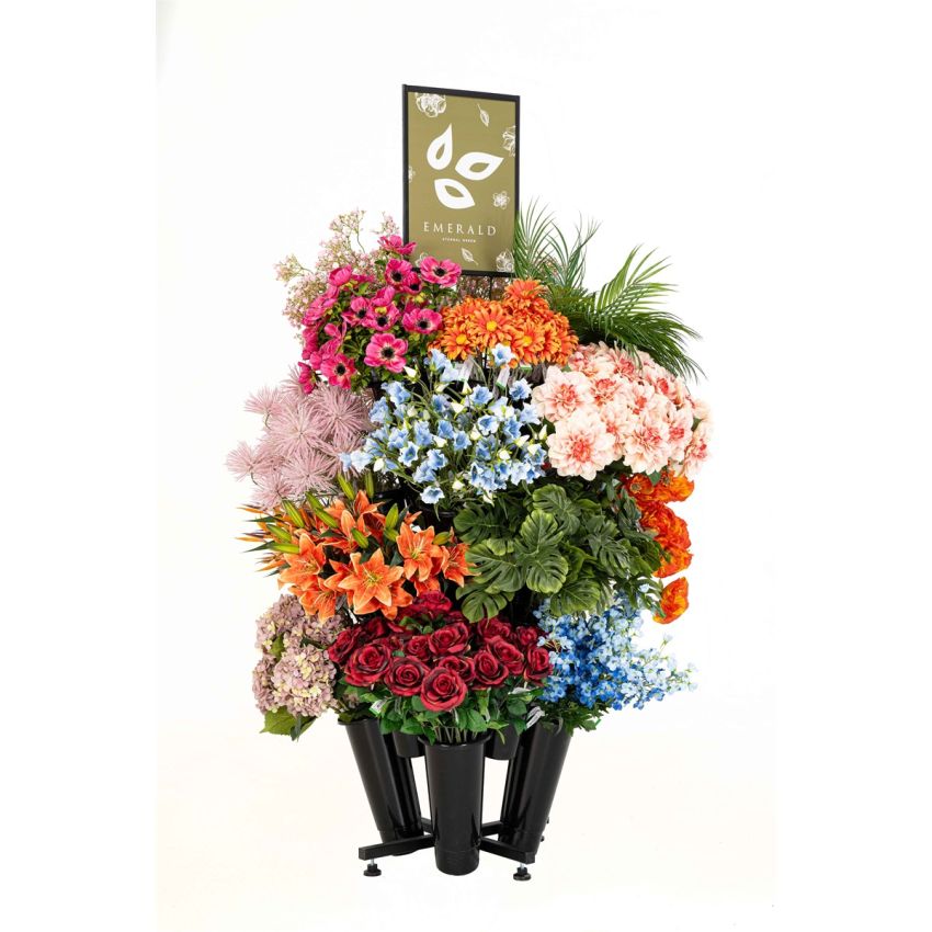 Display flower tower with top card (excl 16 vases)
