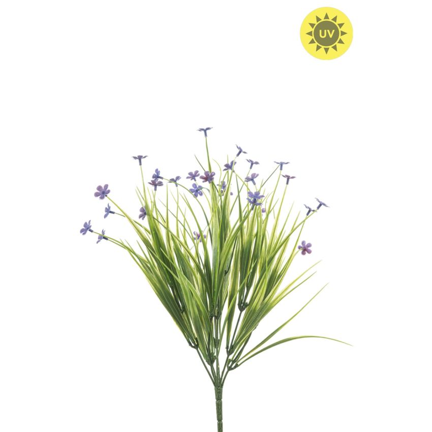 Grass bush w purple flower UV 40cm