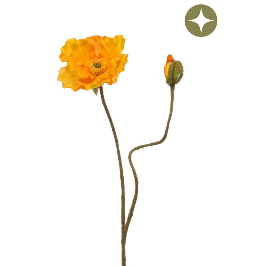 Poppy spray yellow 74cm