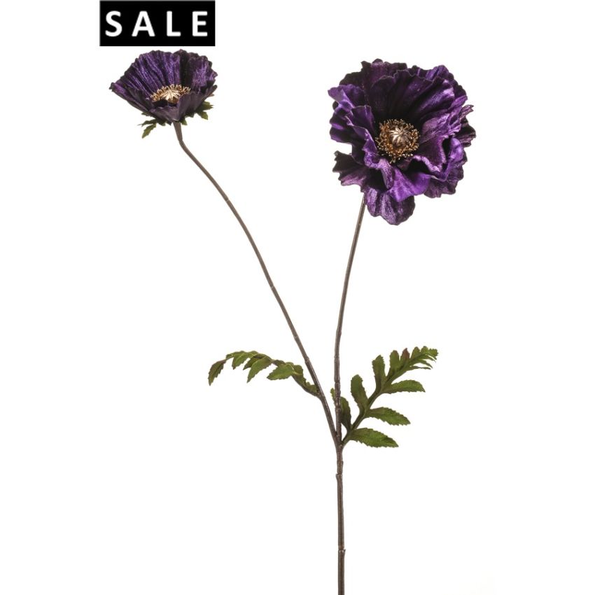 Poppy velvet spray x2 purple 78cm