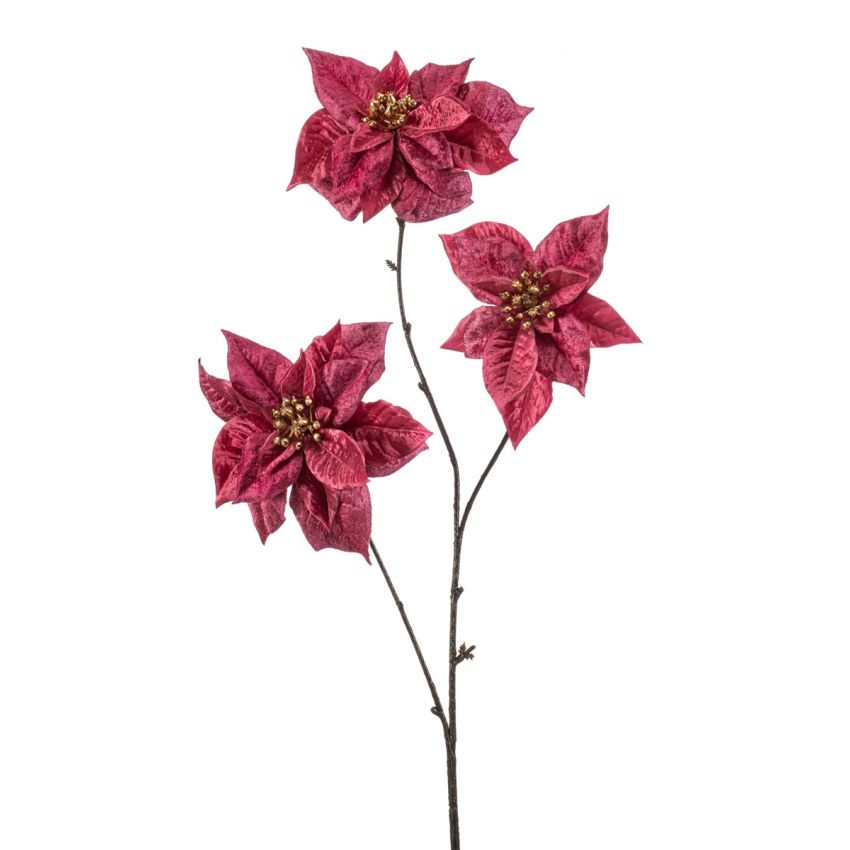 Poinsettia spray x3 pink 80cm