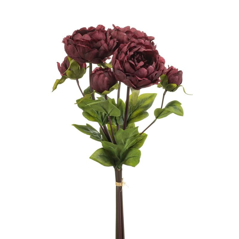 Peony bundle x3 burgundy 50cm