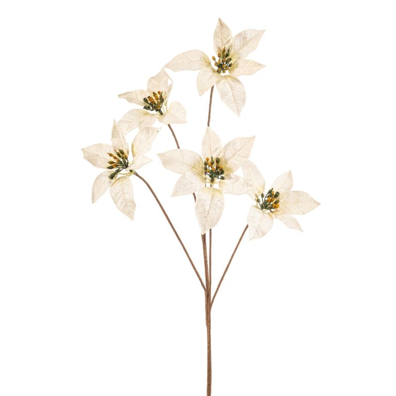 Poinsettia spray x5 cream velvet 80cm
