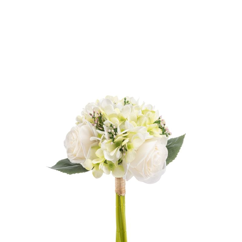 Hydrangea rose bundle cream/green 32cm