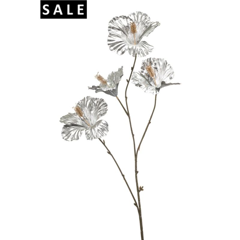 Hibiscus spray silver 82cm