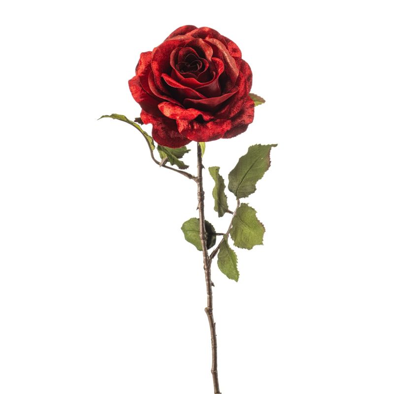 Rose velvet spray red 60cm